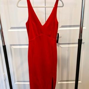 Lulu Red Bodycon Midi Dress